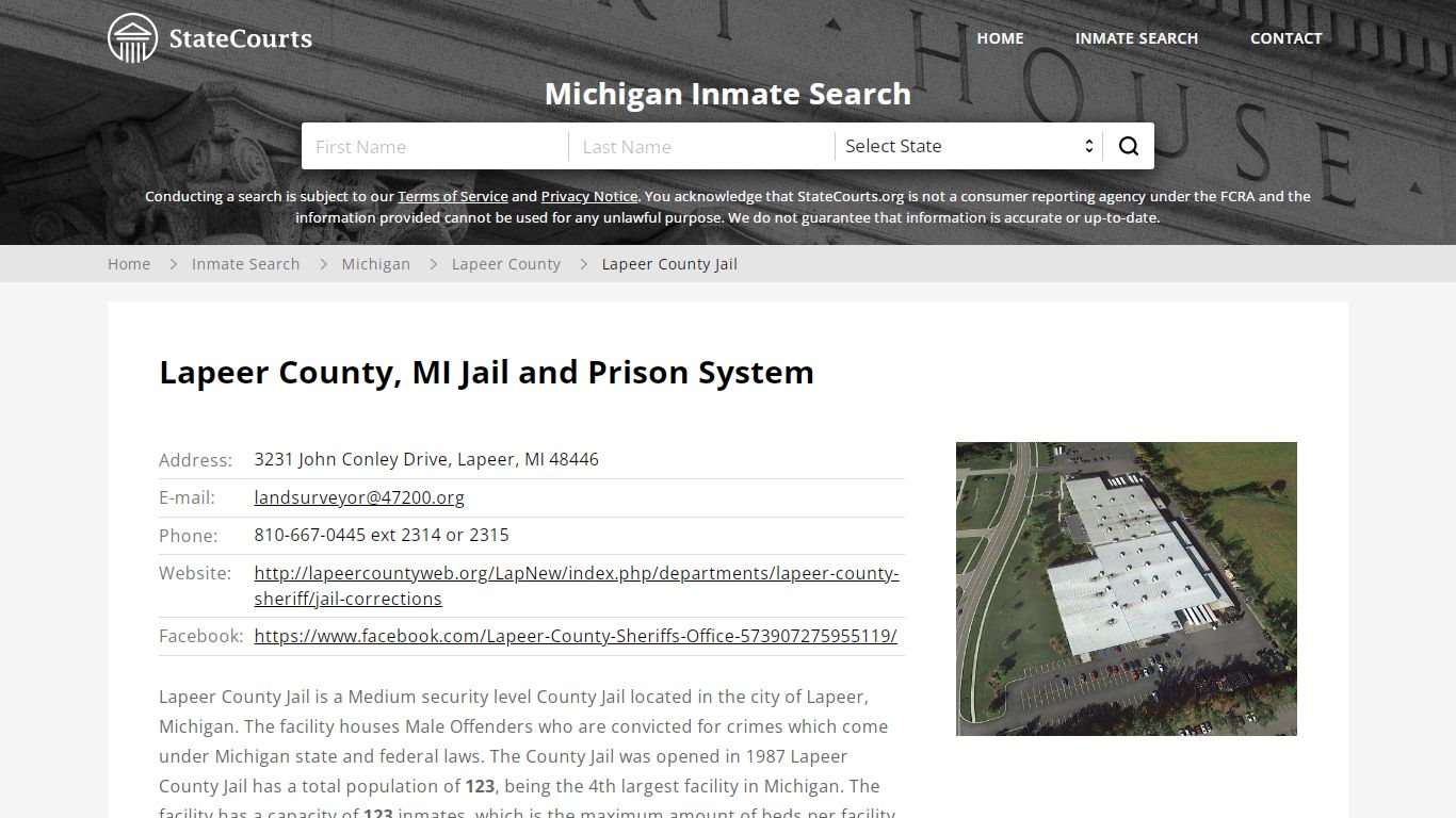 Lapeer County Jail Inmate Records Search, Michigan - State Courts