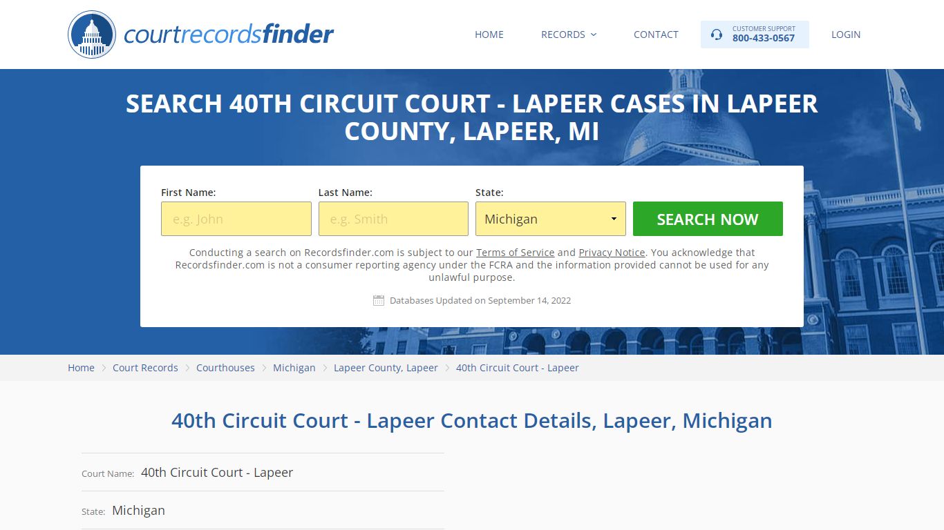 40th Circuit Court - Lapeer Case Search - RecordsFinder